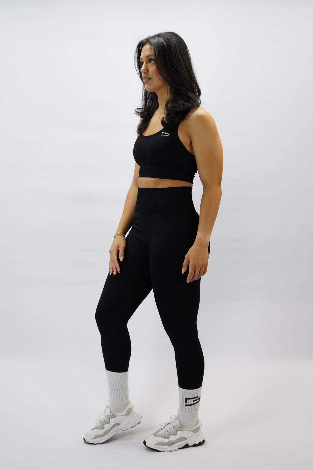 Svart Celia Seamless Tights - sömlösa tränings leggings med Gymwear-logga bak