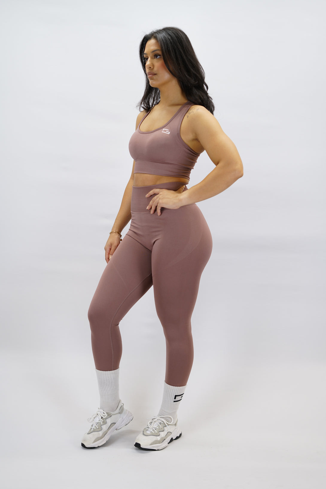 Gammaldags rosa Celia Seamless Tights - sömlösa tränings leggings med Gymwear-logga bak